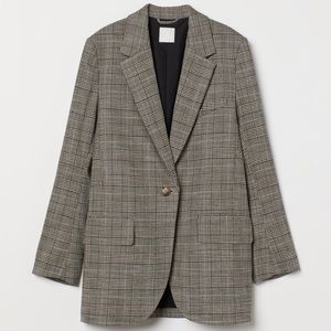 H&M Oversized Dark gray/brown Checked. Long sleeve Blazer